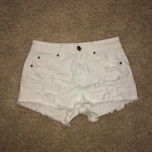 American Eagle white ripped shorts